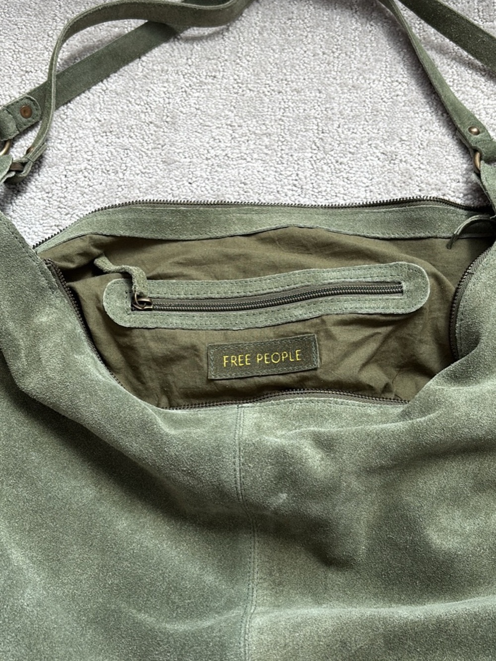 Free People Olive Green Suede Hobo Bag - Picture 2 of 2
